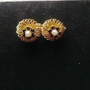 Gold clip on vintage earrings